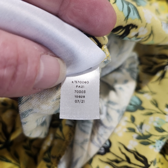 LOFT yellow floral button down long sleeve top ruffles cottagecore womens XL - Picture 6 of 6